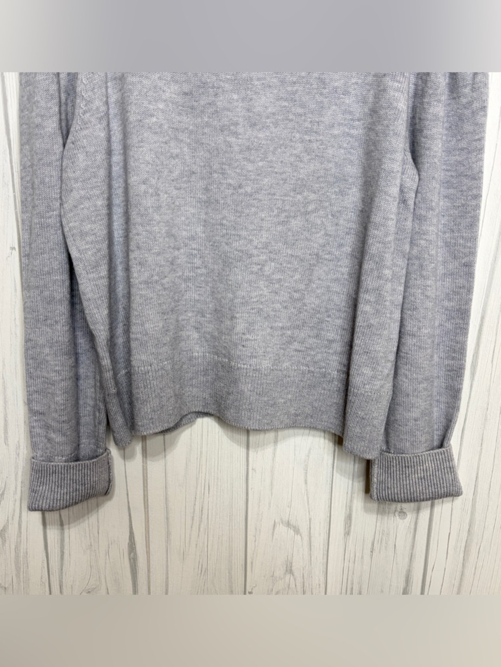 KATE SPADE NEW YORK Pearl Heart Embellished Light Gray Cardigan, XL - Picture 8 of 10